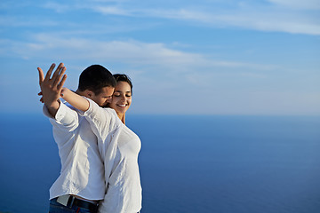 Image showing happy young romantic couple have fun and  relax at home