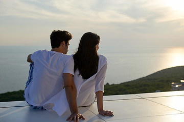 Image showing happy young romantic couple have fun and  relax at home