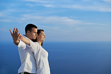 Image showing happy young romantic couple have fun and  relax at home