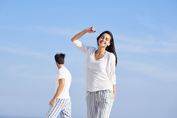 Image showing happy young romantic couple have fun and  relax at home