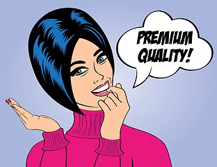 Image showing cute retro woman in comics style with message