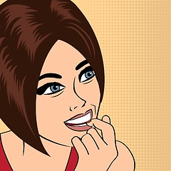 Image showing cute retro woman in comics style 
