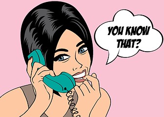 Image showing woman chatting on the phone, pop art illustration