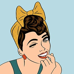 Image showing cute retro woman in comics style