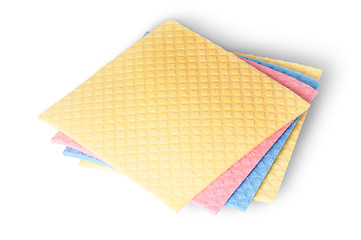 Image showing On top multicolored sponges for dishwashing