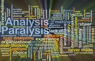 Image showing Analysis paralysis background concept glowing