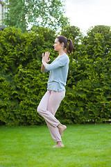 Image showing adult woman doing yoga