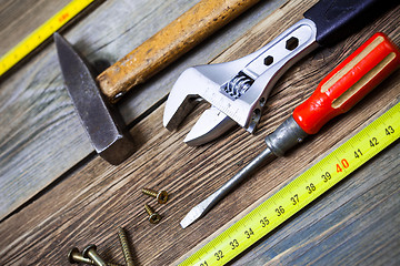 Image showing still life with vintage locksmith tools