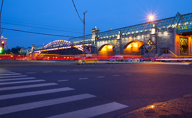 Image showing night landscape with covered bridge Andreevsky