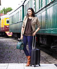 Image showing travel portrait of a pretty businesswoman on rest