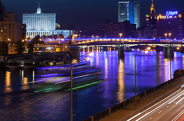 Image showing Moscow, Russia, Night cityscape on the Moscow River