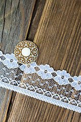 Image showing vintage button and lace tape