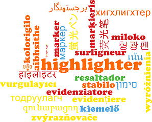 Image showing Highlighter multilanguage wordcloud background concept