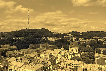 Image showing Lviv in Ukraine central district skyline, sepia