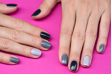 Image showing Delicate female hands with a stylish neutral manicure