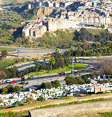 Image showing from high in the village morocco africa field and constructions