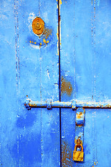 Image showing morocco in africa the old wood    rusty safe padlock 