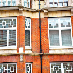 Image showing window in europe london old red brick wall and      historical 