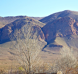 Image showing valley in   africa morocco the atlas dry mountain ground isolate