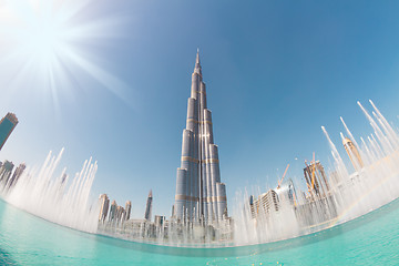 Image showing Burj Khalifa and Dubai Fountain in Dubai.