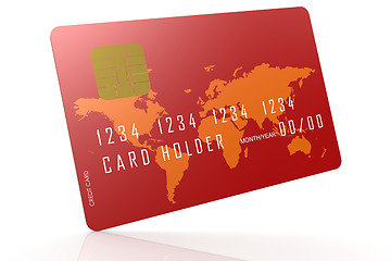 Image showing Red credit card on reflection floor