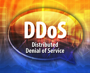 Image showing DDoS acronym definition speech bubble illustration