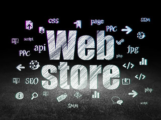 Image showing Web development concept: Web Store in grunge dark room