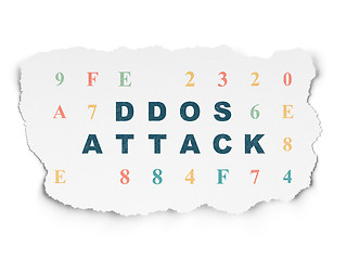 Image showing Protection concept: DDOS Attack on Torn Paper background