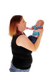 Image showing Mother holding her three week old boy.