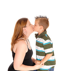 Image showing Mother kissing her little boy.