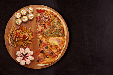 Image showing pizza and sushi f