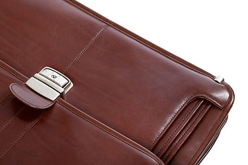 Image showing Part of leather brown briefcase