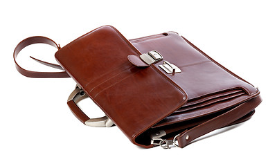 Image showing Leather brown briefcase