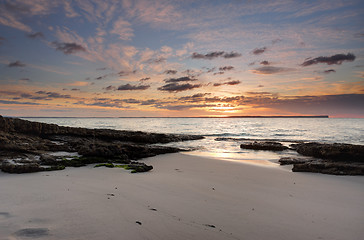 Image showing Sunrise skies at Chinamans Beach Jervis Bay