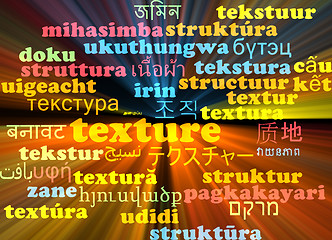Image showing Texture multilanguage wordcloud background concept glowing