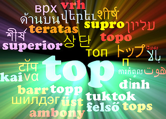 Image showing Top multilanguage wordcloud background concept glowing