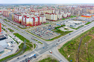 Image showing Bird eye view on Permyakova street. Tyumen. Russia