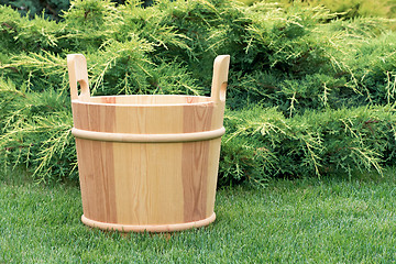 Image showing Wooden bucket for sauna.