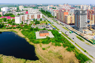 Image showing Residential district and Gipsy lake. Tyumen.Russia