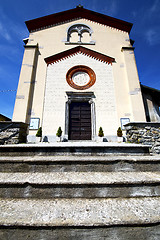 Image showing  lombardy      the crugnola old      closed brick tower sidewalk