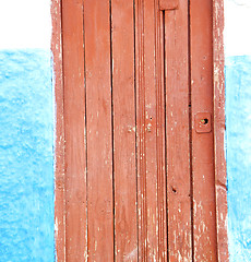 Image showing historical blue  in  antique building door morocco      style af