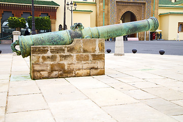 Image showing bronze cannon in africa morocco  green  and  