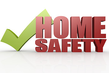 Image showing Green check mark with home safety word