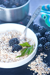 Image showing oat flakes and blackberry