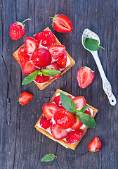 Image showing cake with fresh strawberry