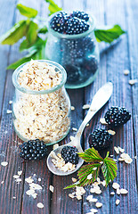 Image showing oat flakes with black berries 