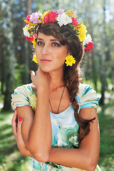 Image showing Beautiful woman with flower wreath