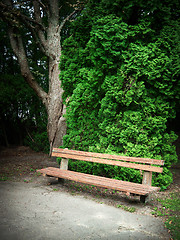 Image showing old wooden bench 