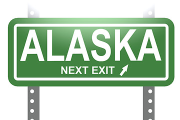Image showing Alaska green sign board isolated 