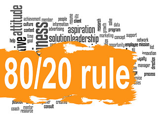 Image showing Rule 80 20 word cloud with orange banner